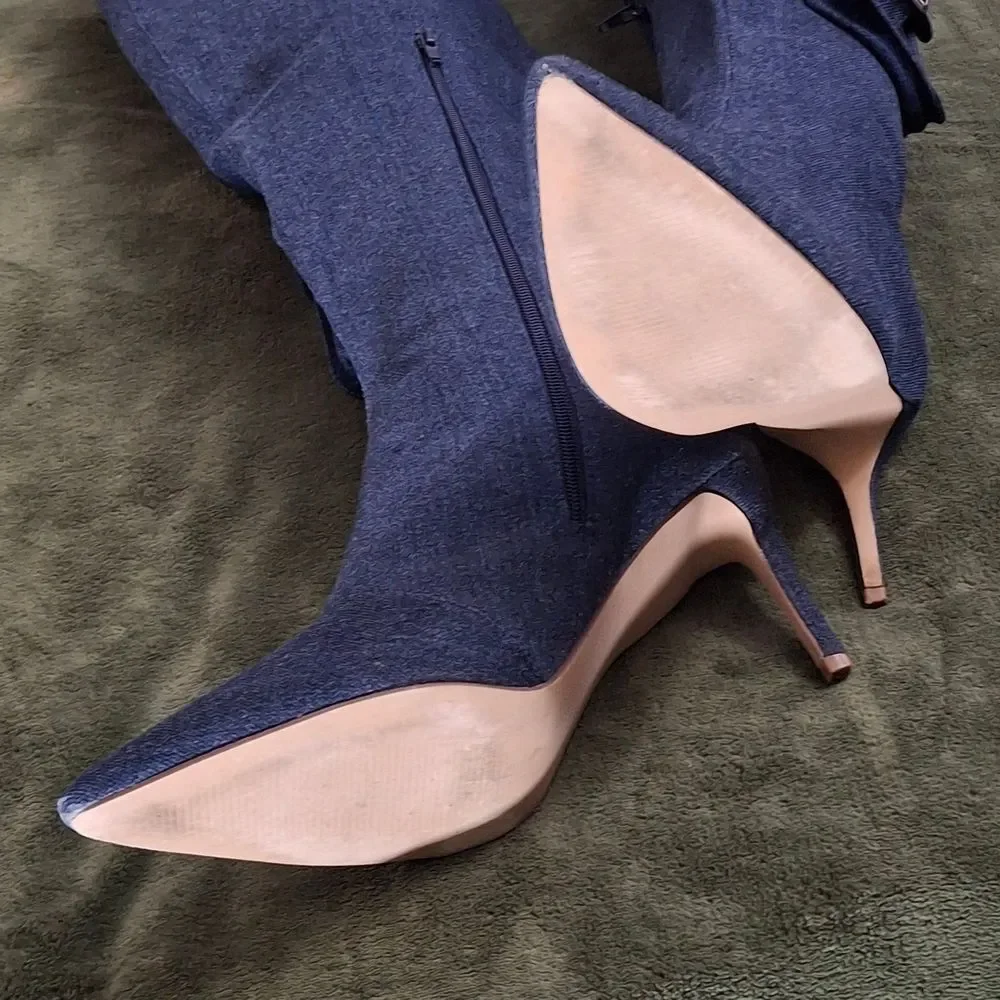 🔥🔥🔥HOT TO DEATH!! Over-the-Knee Pointed Toe Women's Boots in Dark Denim